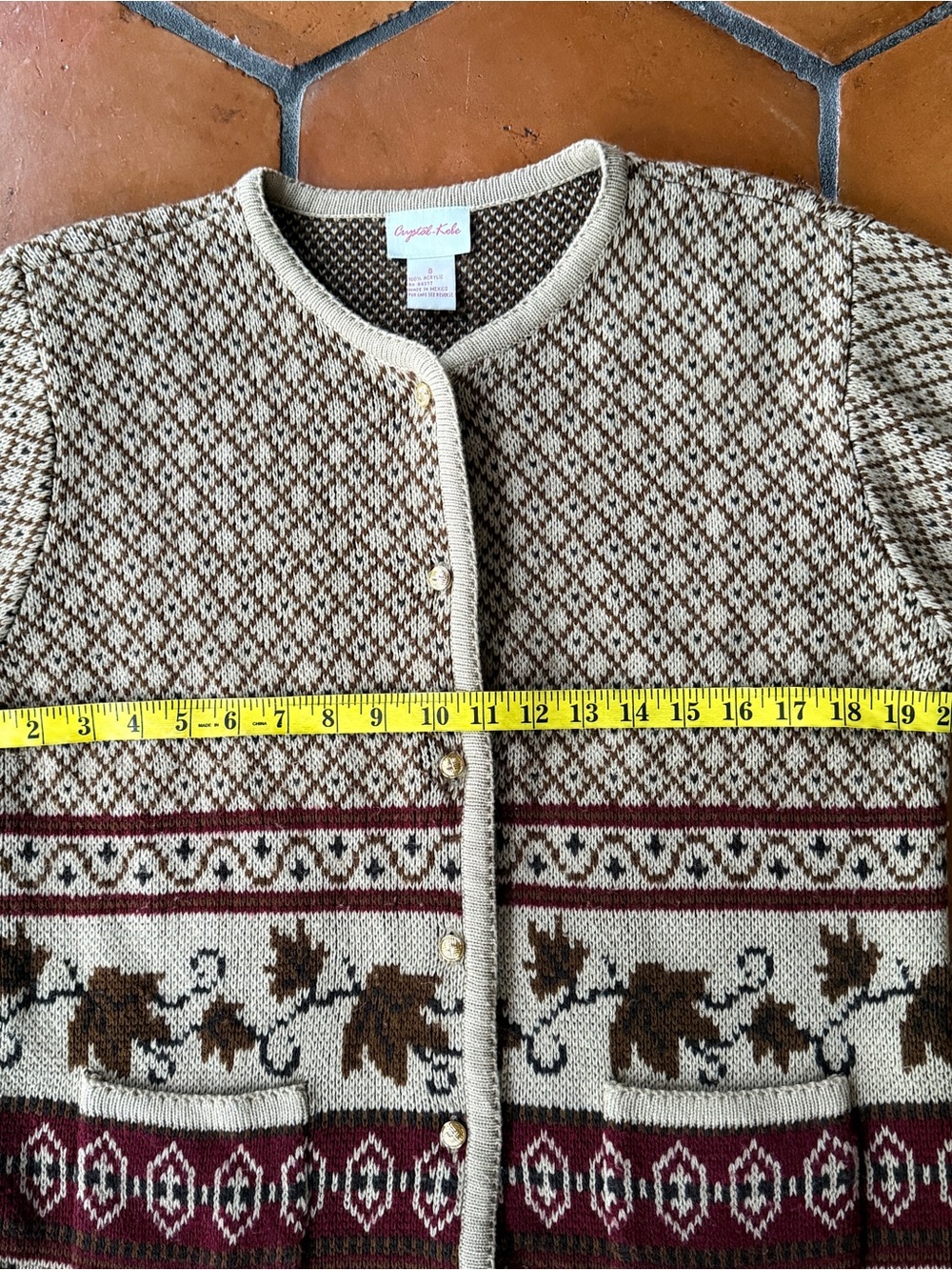 Vintage Women’s Fall Autumn Leaves Button Front Cardigan Sweater Cozy Soft Sz S - Picture 7 of 7